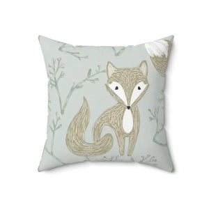 Fox Throw Pillow - Luxe Spun Polyester Square - Dipaliz - 18’’ × - Pillows