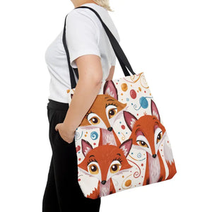 Red Foxes Tote Bag - Bold Foxy Three Design - Dipaliz - Large - Bags