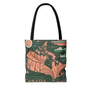 Map of Canada Polyester Tote Bag - Vibrant Travel Style - Dipaliz - Bags