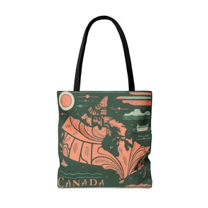 Map of Canada Polyester Tote Bag - Vibrant Travel Style - Dipaliz - Bags