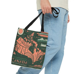 Map of Canada Polyester Tote Bag - Vibrant Travel Style - Dipaliz - Bags