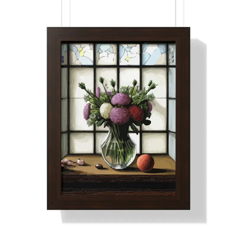 Floral Elegance Framed Vertical Poster: Transform your Space - 12″ x 16″ / Walnut Poster