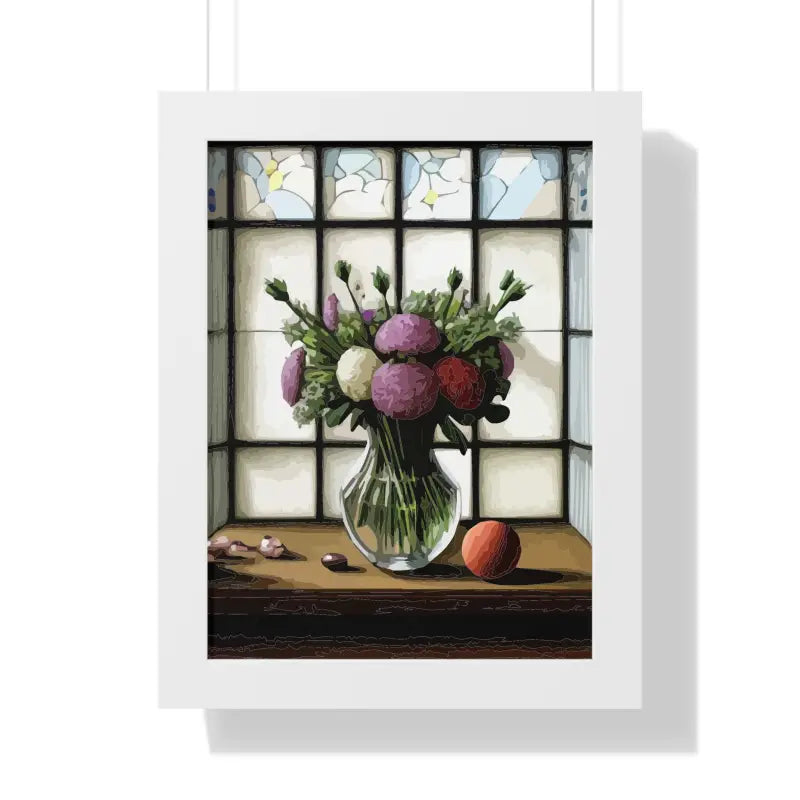 Floral Elegance Framed Vertical Poster: Transform your Space - 12″ x 16″ / White Poster