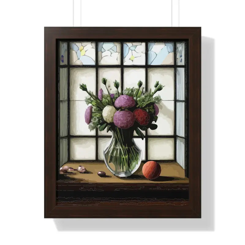 Floral Elegance Framed Vertical Poster: Transform your Space - 16″ x 20″ / Walnut Poster