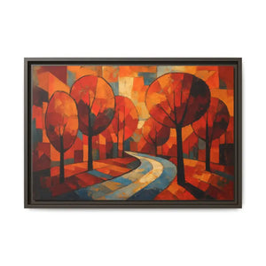 Framed Canvas Art - Abstract Tree Artwork Autumn Glow - Dipaliz - 24″ x 16″ (horizontal) / Espresso / 1.25’’ - Prints