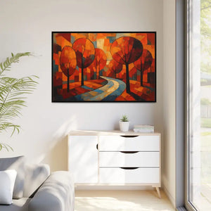 Framed Canvas Art - Abstract Tree Artwork Autumn Glow - Dipaliz - Prints
