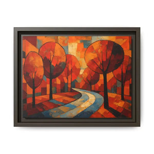 Framed Canvas Art - Abstract Tree Artwork Autumn Glow - Dipaliz - 12’’ x 9’’ (horizontal) / Espresso / 1.25’’ - Prints