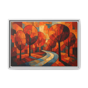 Framed Canvas Art - Abstract Tree Artwork Autumn Glow - Dipaliz - 24″ x 16″ (horizontal) / White / 1.25’’ - Prints