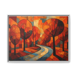 Framed Canvas Art - Abstract Tree Artwork Autumn Glow - Dipaliz - 32’’ x 24’’ (horizontal) / White / 1.25’’ - Prints