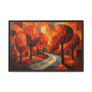 Framed Canvas Art - Abstract Tree Artwork Autumn Glow - Dipaliz - 36’’ x 24’’ (horizontal) / Espresso / 1.25’’ - Prints