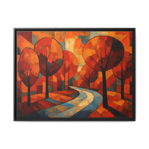 Framed Canvas Art - Abstract Tree Artwork Autumn Glow - Dipaliz - 32’’ x 24’’ (horizontal) / Black / 1.25’’ - Prints