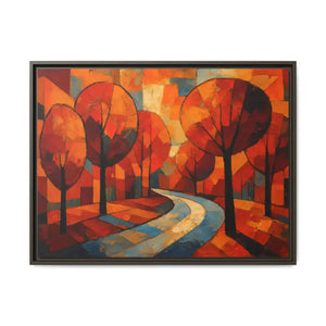 Framed Canvas Art - Abstract Tree Artwork Autumn Glow - Dipaliz - 32’’ x 24’’ (horizontal) / Espresso / 1.25’’ - Prints