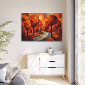 Framed Canvas Art - Abstract Tree Artwork Autumn Glow - Dipaliz - Prints