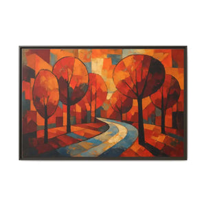 Framed Canvas Art - Abstract Tree Artwork Autumn Glow - Dipaliz - 48″ x 32″ (horizontal) / Espresso / 1.25’’ - Prints