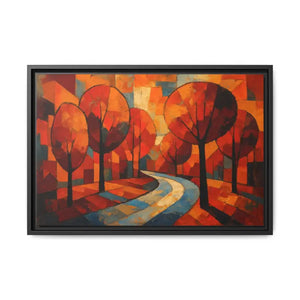 Framed Canvas Art - Abstract Tree Artwork Autumn Glow - Dipaliz - 24″ x 16″ (horizontal) / Black / 1.25’’ - Prints