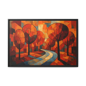 Framed Canvas Art - Abstract Tree Artwork Autumn Glow - Dipaliz - 36’’ x 24’’ (horizontal) / Black / 1.25’’ - Prints