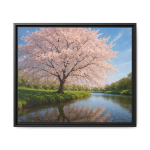 Serene Cherry Blossom Art Print - Spring Oasis Canvas - Dipaliz - 24’’ x 20’’ (horizontal) / Black / 1.25’’ - Prints