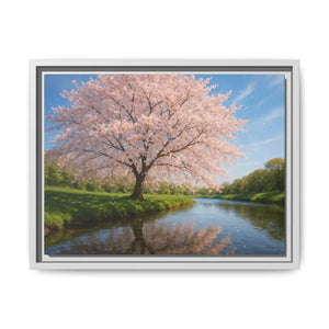 Serene Cherry Blossom Art Print - Spring Oasis Canvas - Dipaliz - 16″ x 12″ (horizontal) / White / 1.25’’ - Prints