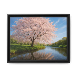 Serene Cherry Blossom Art Print - Spring Oasis Canvas - Dipaliz - 16″ x 12″ (horizontal) / Black / 1.25’’ - Prints
