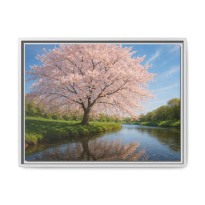 Serene Cherry Blossom Art Print - Spring Oasis Canvas - Dipaliz - 24″ x 18″ (horizontal) / White / 1.25’’ - Prints