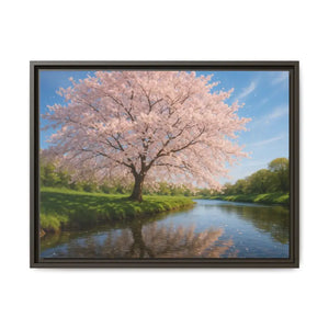 Serene Cherry Blossom Art Print - Spring Oasis Canvas - Dipaliz - 24″ x 18″ (horizontal) / Espresso / 1.25’’ - Prints
