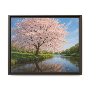 Serene Cherry Blossom Art Print - Spring Oasis Canvas - Dipaliz - 20″ x 16″ (horizontal) / Espresso / 1.25’’ - Prints