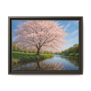 Serene Cherry Blossom Art Print - Spring Oasis Canvas - Dipaliz - 16″ x 12″ (horizontal) / Espresso / 1.25’’ - Prints