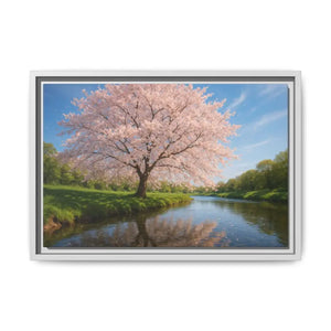 Serene Cherry Blossom Art Print - Spring Oasis Canvas - Dipaliz - 18″ x 12″ (horizontal) / White / 1.25’’ - Prints