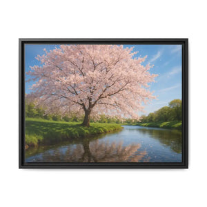 Serene Cherry Blossom Art Print - Spring Oasis Canvas - Dipaliz - 24″ x 18″ (horizontal) / Black / 1.25’’ - Prints