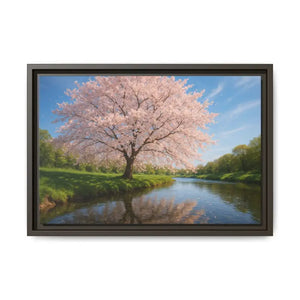 Serene Cherry Blossom Art Print - Spring Oasis Canvas - Dipaliz - 18″ x 12″ (horizontal) / Espresso / 1.25’’ - Prints