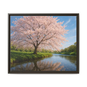 Serene Cherry Blossom Art Print - Spring Oasis Canvas - Dipaliz - 24’’ x 20’’ (horizontal) / Espresso / 1.25’’ - Prints