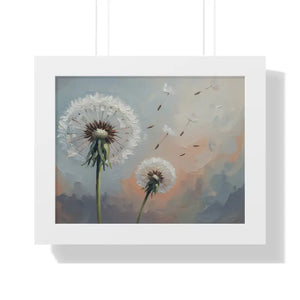 Framed Dandelion Wall Art Pastel Floral Print - Dipaliz - 14″ x 11″ / White - Posters Prints & Visual Artwork