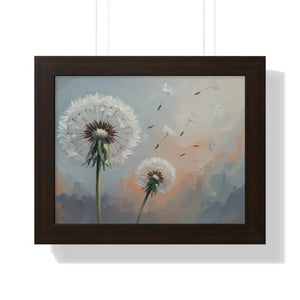 Framed Dandelion Wall Art Pastel Floral Print - Dipaliz - 14″ x 11″ / Walnut - Posters Prints & Visual Artwork