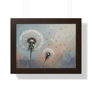 Framed Dandelion Wall Art Pastel Floral Print - Dipaliz - 16″ x 12″ / Walnut - Posters Prints & Visual Artwork