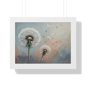 Framed Dandelion Wall Art Pastel Floral Print - Dipaliz - 16″ x 12″ / White - Posters Prints & Visual Artwork