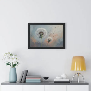 Framed Dandelion Wall Art Pastel Floral Print - Dipaliz - Posters Prints & Visual Artwork