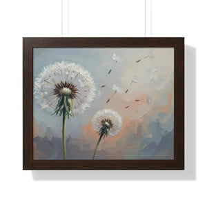 Framed Dandelion Wall Art Pastel Floral Print - Dipaliz - 20’’ x 16’’ / Walnut - Posters Prints & Visual Artwork