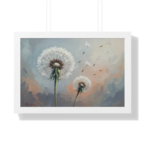 Framed Dandelion Wall Art Pastel Floral Print - Dipaliz - 24″ x 16″ / White - Posters Prints & Visual Artwork