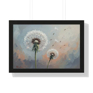 Framed Dandelion Wall Art Pastel Floral Print - Dipaliz - 24″ x 16″ / Black - Posters Prints & Visual Artwork