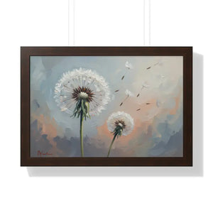 Framed Dandelion Wall Art Pastel Floral Print - Dipaliz - 24″ x 16″ / Walnut - Posters Prints & Visual Artwork