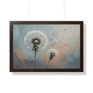 Framed Dandelion Wall Art Pastel Floral Print - Dipaliz - 30’’ x 20’’ / Walnut - Posters Prints & Visual Artwork