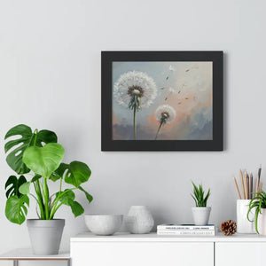 Framed Dandelion Wall Art Pastel Floral Print - Dipaliz - Posters Prints & Visual Artwork