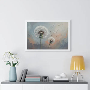 Framed Dandelion Wall Art Pastel Floral Print - Dipaliz - Posters Prints & Visual Artwork