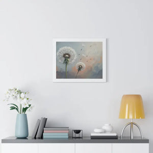 Framed Dandelion Wall Art Pastel Floral Print - Dipaliz - Posters Prints & Visual Artwork