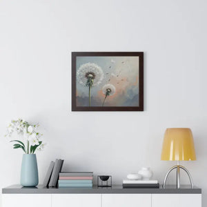 Framed Dandelion Wall Art Pastel Floral Print - Dipaliz - Posters Prints & Visual Artwork