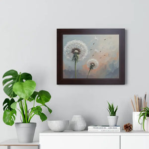 Framed Dandelion Wall Art Pastel Floral Print - Dipaliz - Posters Prints & Visual Artwork