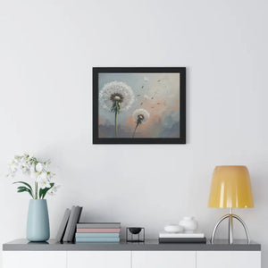 Framed Dandelion Wall Art Pastel Floral Print - Dipaliz - Posters Prints & Visual Artwork