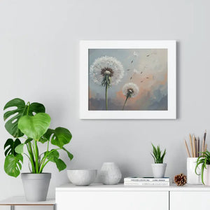 Framed Dandelion Wall Art Pastel Floral Print - Dipaliz - Posters Prints & Visual Artwork