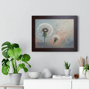 Framed Dandelion Wall Art Pastel Floral Print - Dipaliz - Posters Prints & Visual Artwork