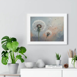 Framed Dandelion Wall Art Pastel Floral Print - Dipaliz - Posters Prints & Visual Artwork